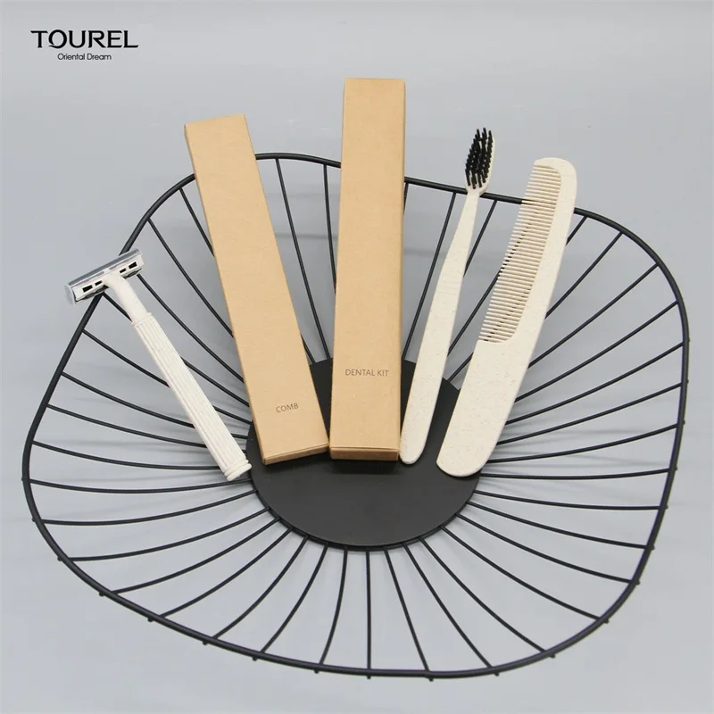 Biodegradable Hotel Amenity Set Wheat Pla Biodegradable Hotel Amenity Set Eco Friendly Guest Bathroom Hotel Toiletries