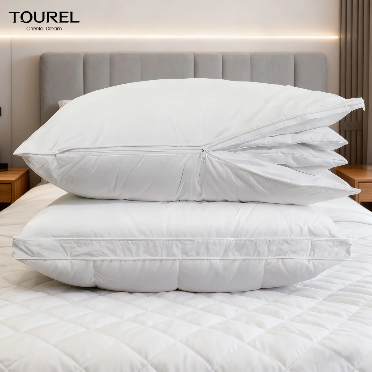 High Quality White Super Soft Cotton Pillow Insert Hotel Home Duck Feather Down Pillow