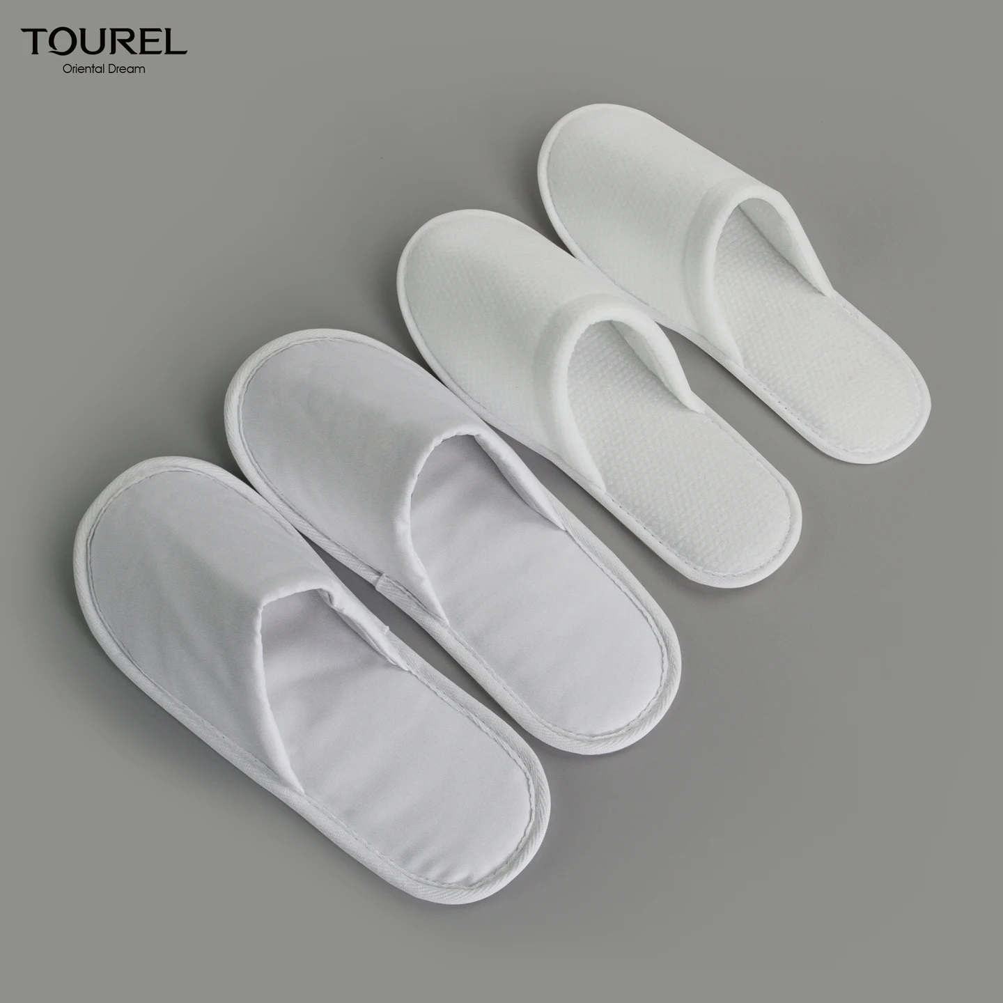 Hotel Eco-friendly Biodegradable Pulp Sole Slipper Closed Open Toe Disposable White Waffle Spa 5 Star Hotel Slippers With Logo