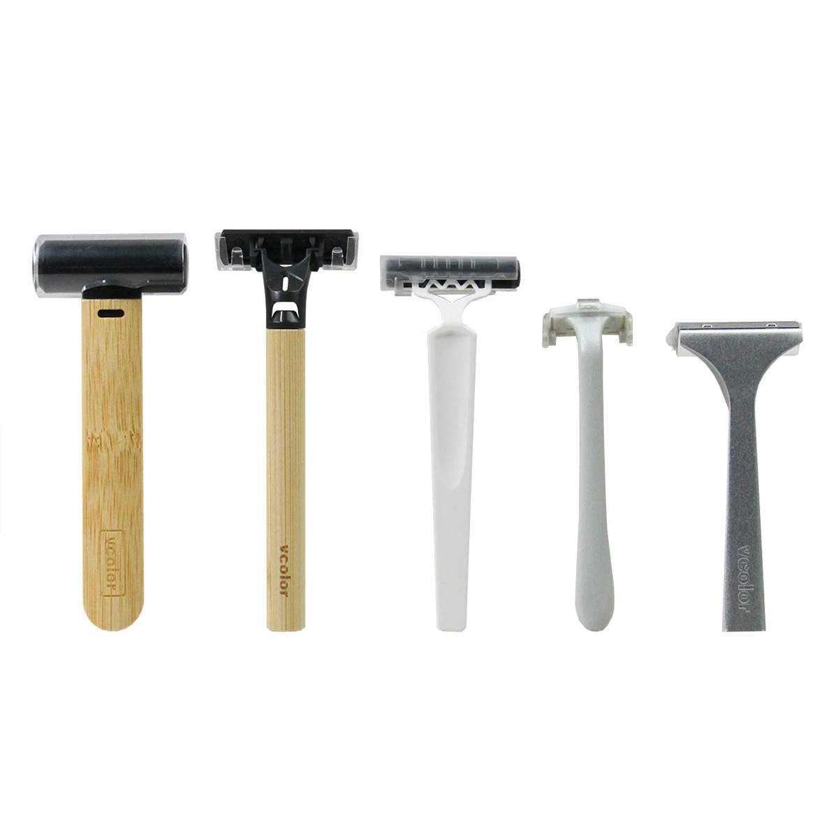 Precio de fábrica al por mayor Maquinilla de afeitar desechable de lujo para hotel con hojas de acero inoxidable y mango de bambú, kit de afeitado para hombre con logotipo OEM personalizable