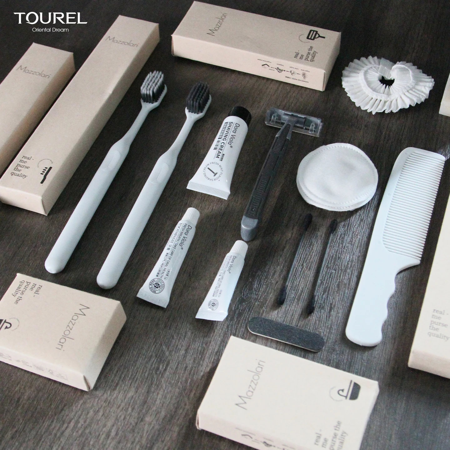 High-class Customized Design Eco-friendly Biodegradable Sugarcane Fiber Paper Box Amenities Set For Hotel Guest Room