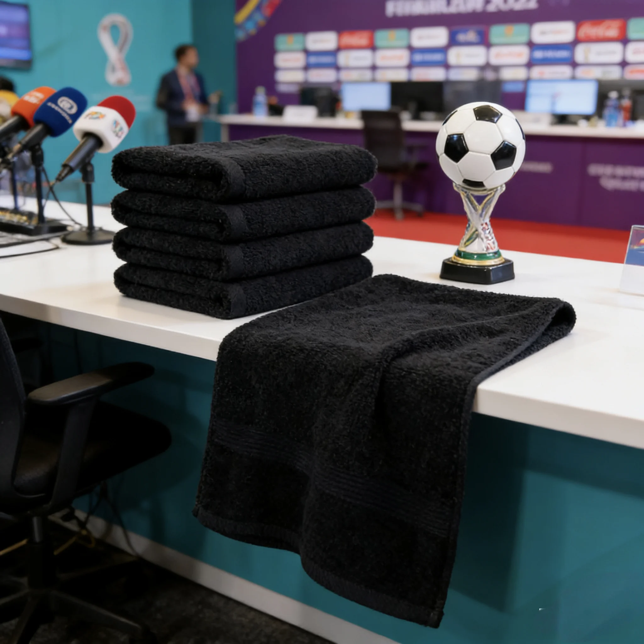 Black Quick Dry Sports Towel Ideal For Gym Fitness Swimming Camping And Fan Zone
