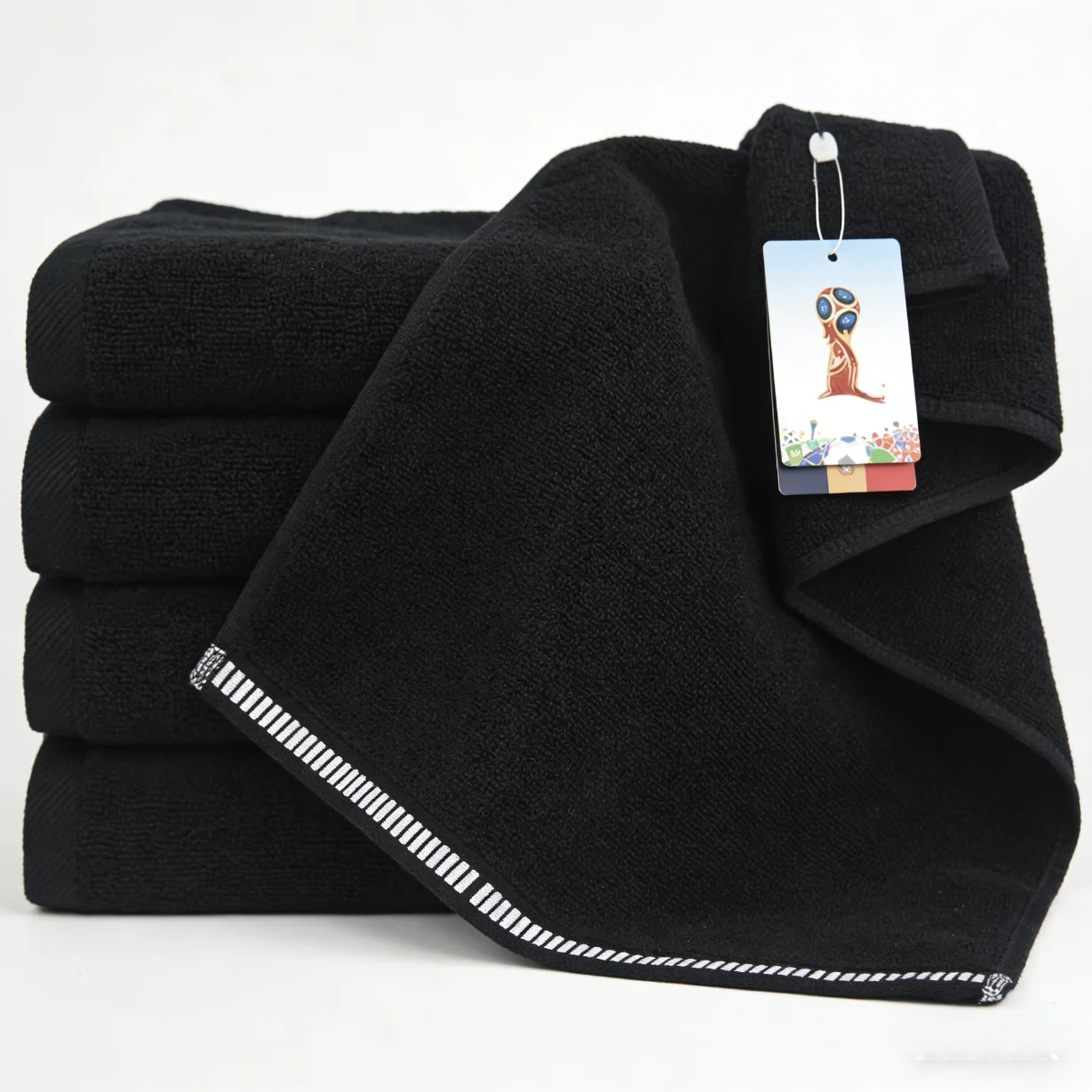Black Quick Dry Sports Towel Ideal For Gym Fitness Swimming Camping And Fan Zone