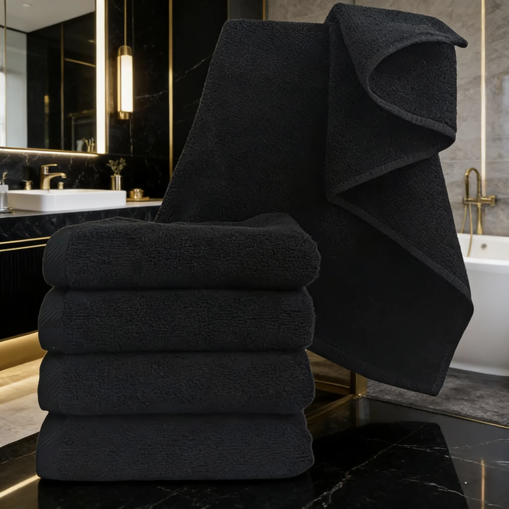 Black Sports Towel For Fan Zone Perfect For Wiping Sweat And Showing Team Spirit