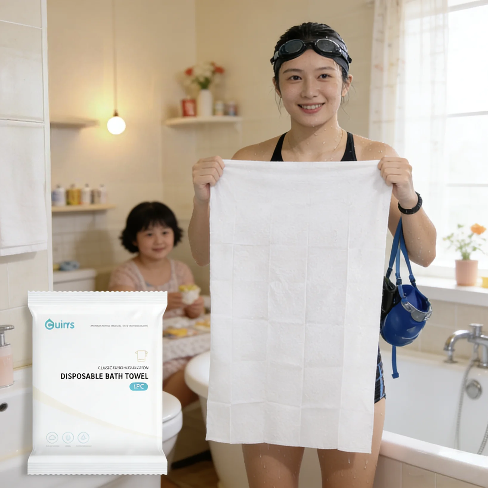 Premium Disposable Bath Towel 70 X 140 Cm Extra Thick Pearl Texture Super Absorbent For Travel & Hotel