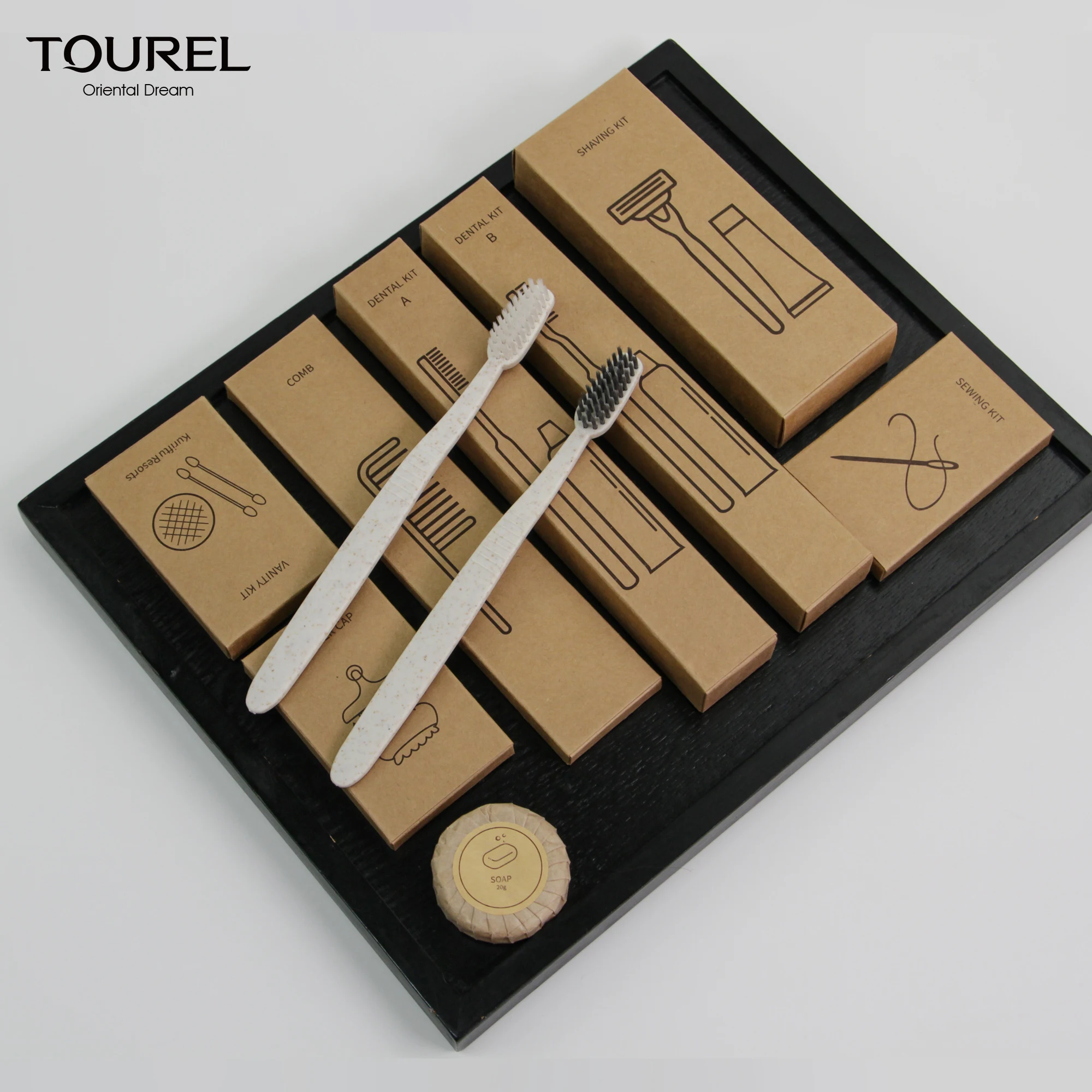 Set de art&iacute;culos de tocador de bamb&uacute; ecol&oacute;gico con marca OEM para hotel, jabones y productos de tocador de lujo para hotel de 5 estrellas
