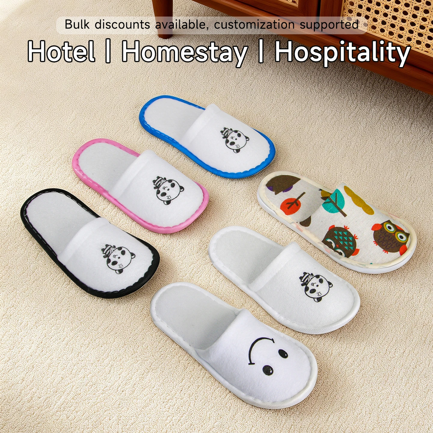 3-5 Star Hotel Disposable Children's Slippers Eco-friendly Thickened Bottom Non-slip Cartoon Design Coral Fleece Comfort Travel