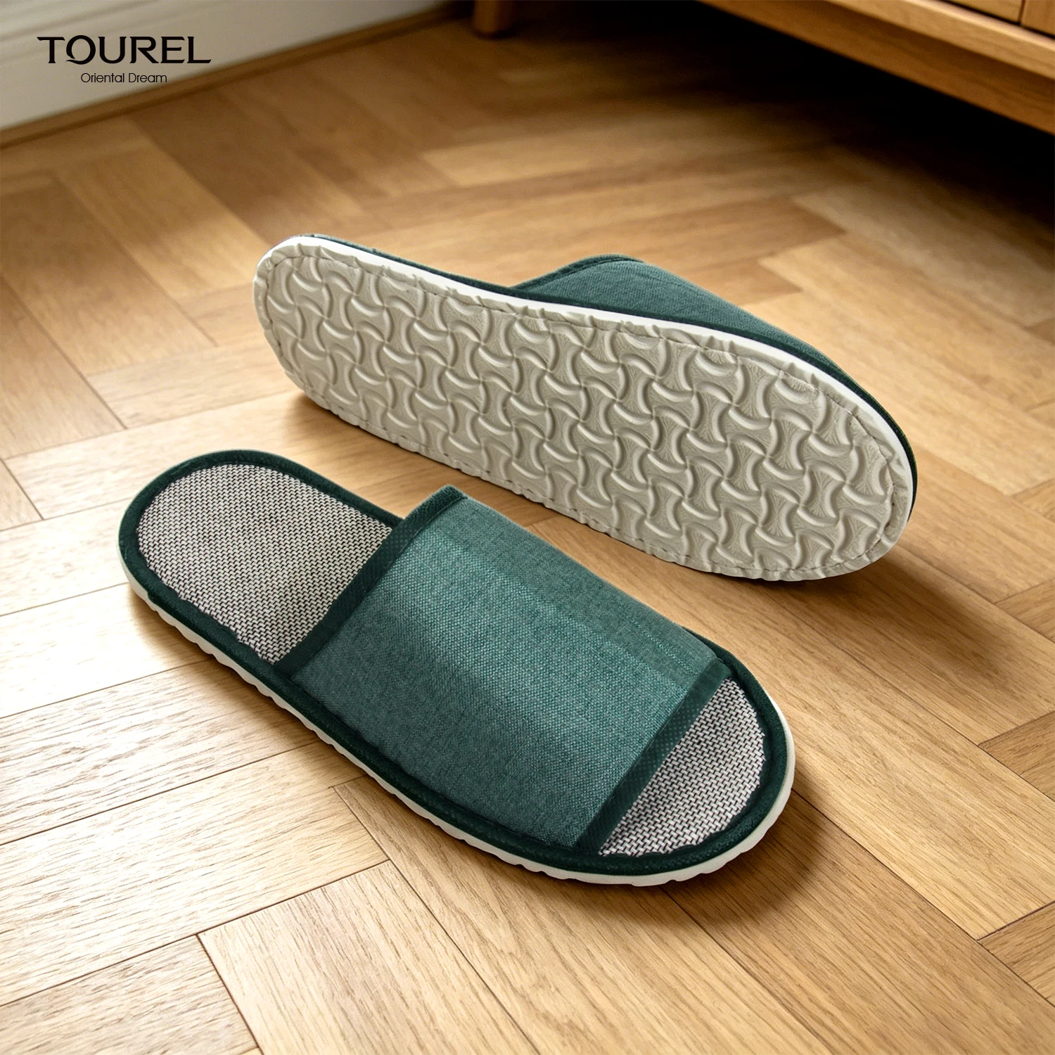 New Arrival Luxury Summer Linen Material Open Toe Hotel Spa Travel Home Hospitality Indoor Disposable Slippers