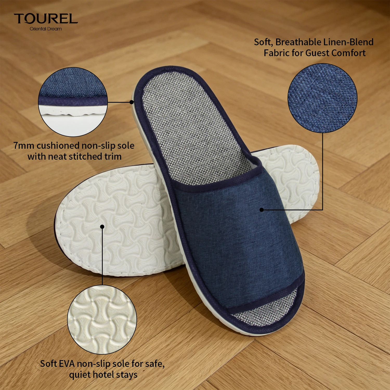 New Arrival Luxury Summer Linen Material Open Toe Hotel Spa Travel Home Hospitality Indoor Disposable Slippers
