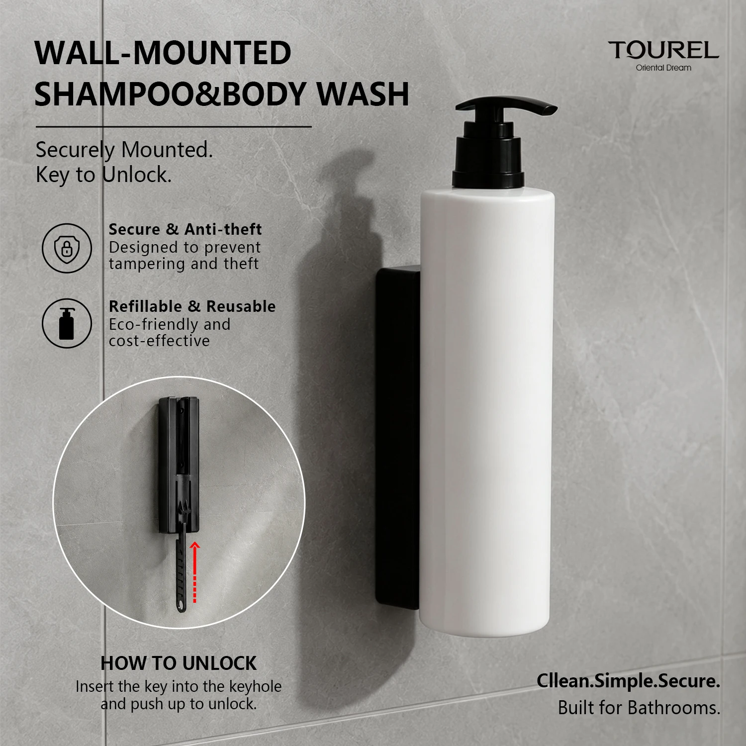 360ml Wholesale Custom Logo Wall Mounted Hotel Bathroom Shampoo Shower Gel Dispenser 3 Bottle Set