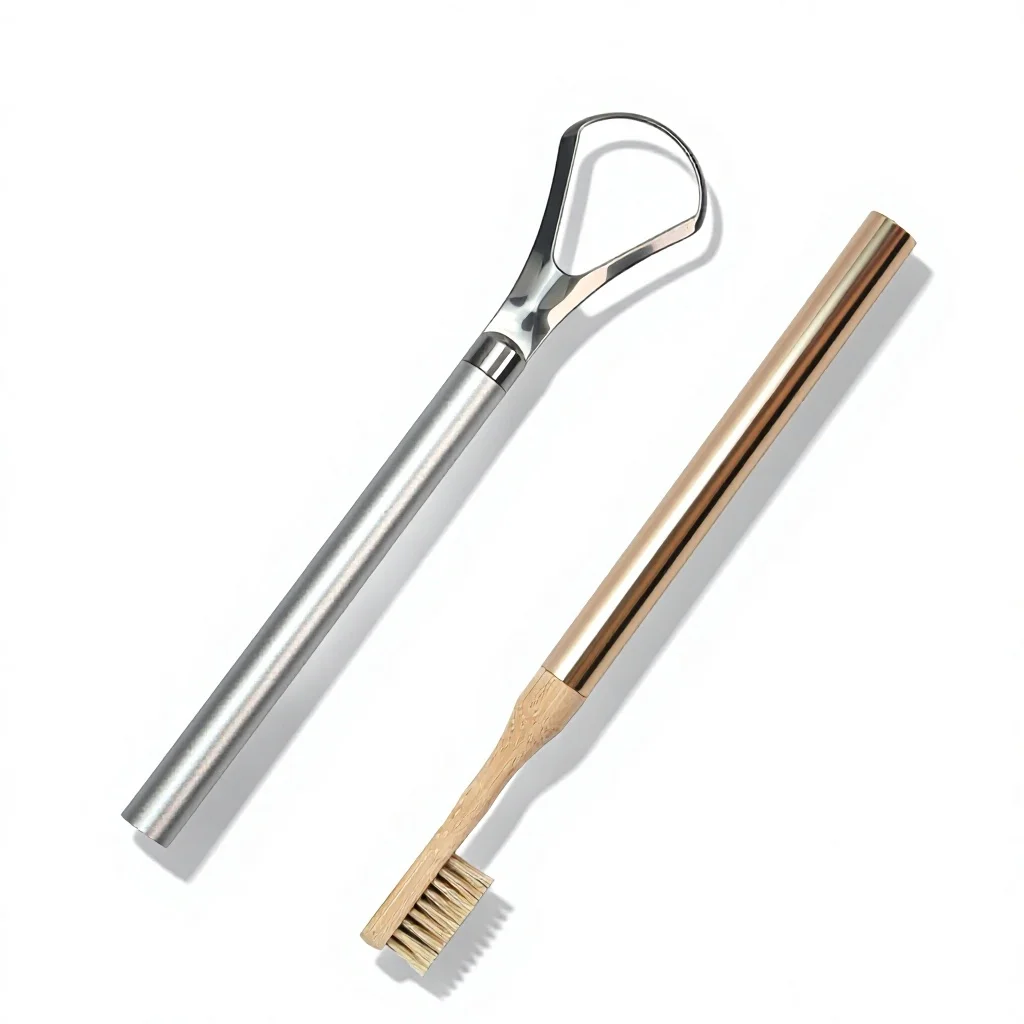 Detachable Bamboo Toothbrush Stainless Steel Tongue Scraper Oral Hygiene Kit Eco Friendly Daily Mouth Cleaning