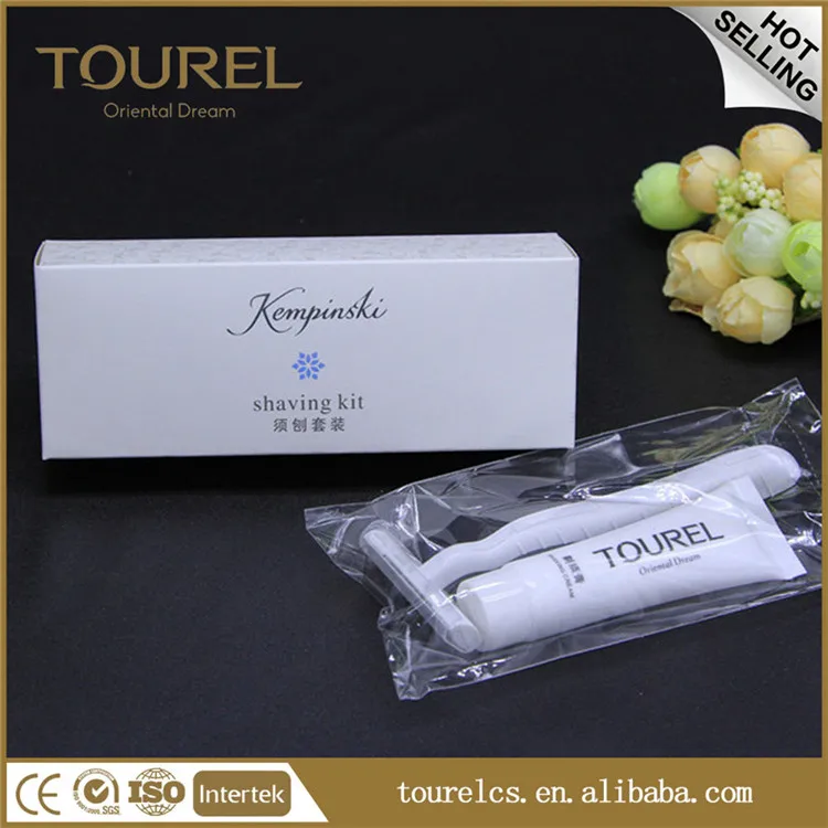 Paper Box Packaging Thick Handle Cheap Disposable Hotel Razor Shaving Kit With Shave Cream