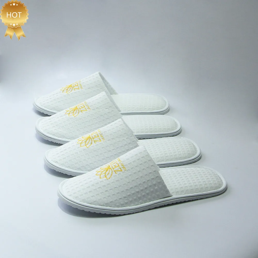 White Big Waffle Hotel Bathroom Men Spa Anti-slip Disposable Recyclable Portable Bath Rope Slippers