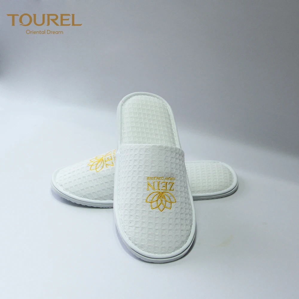White Big Waffle Hotel Bathroom Men Spa Anti-slip Disposable Recyclable Portable Bath Rope Slippers