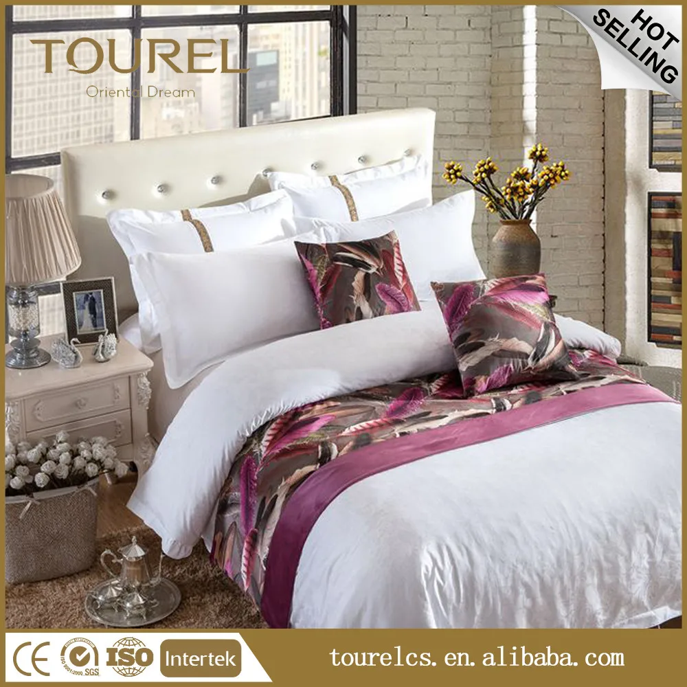 Circle Printed Bedding Set Luxury 60 Count Deep Pocket 4 Piece Bed Sheet Set Hotel Bedding 100% Cotton Duck Down Filling