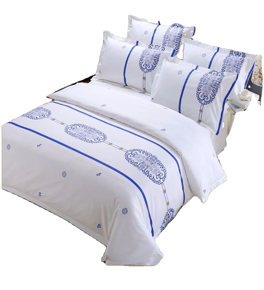 Juego de Sábanas a Rayas Nuevo y Popular de Alta Calidad Tejido de Bajo Precio Ropa de Cama de Hotel de 4 Piezas de Fabricante de China