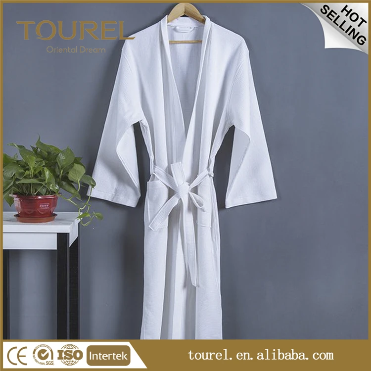 Custom Logo 5 Star Hotel White 100% Cotton Waffle Wholesale Bathrobe