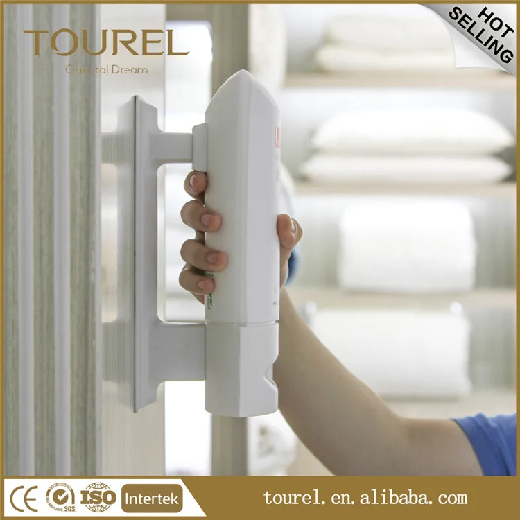 Dispensador de jabón líquido de plástico con botella vacía de lujo de la marca Tourel para gel de ducha para hotel
