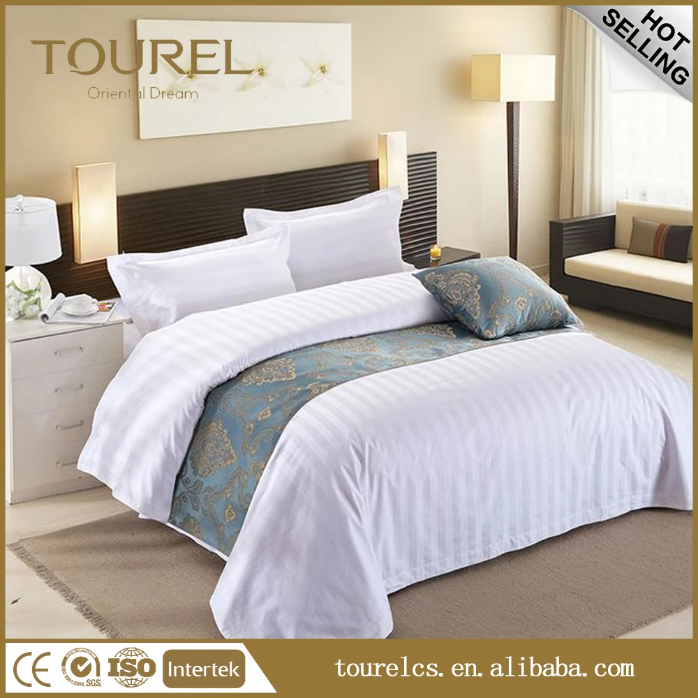 Trade Assurance Wholesale Cotton Woven Plain 300tc Hotel Bedding Linen Set With Custom Logo