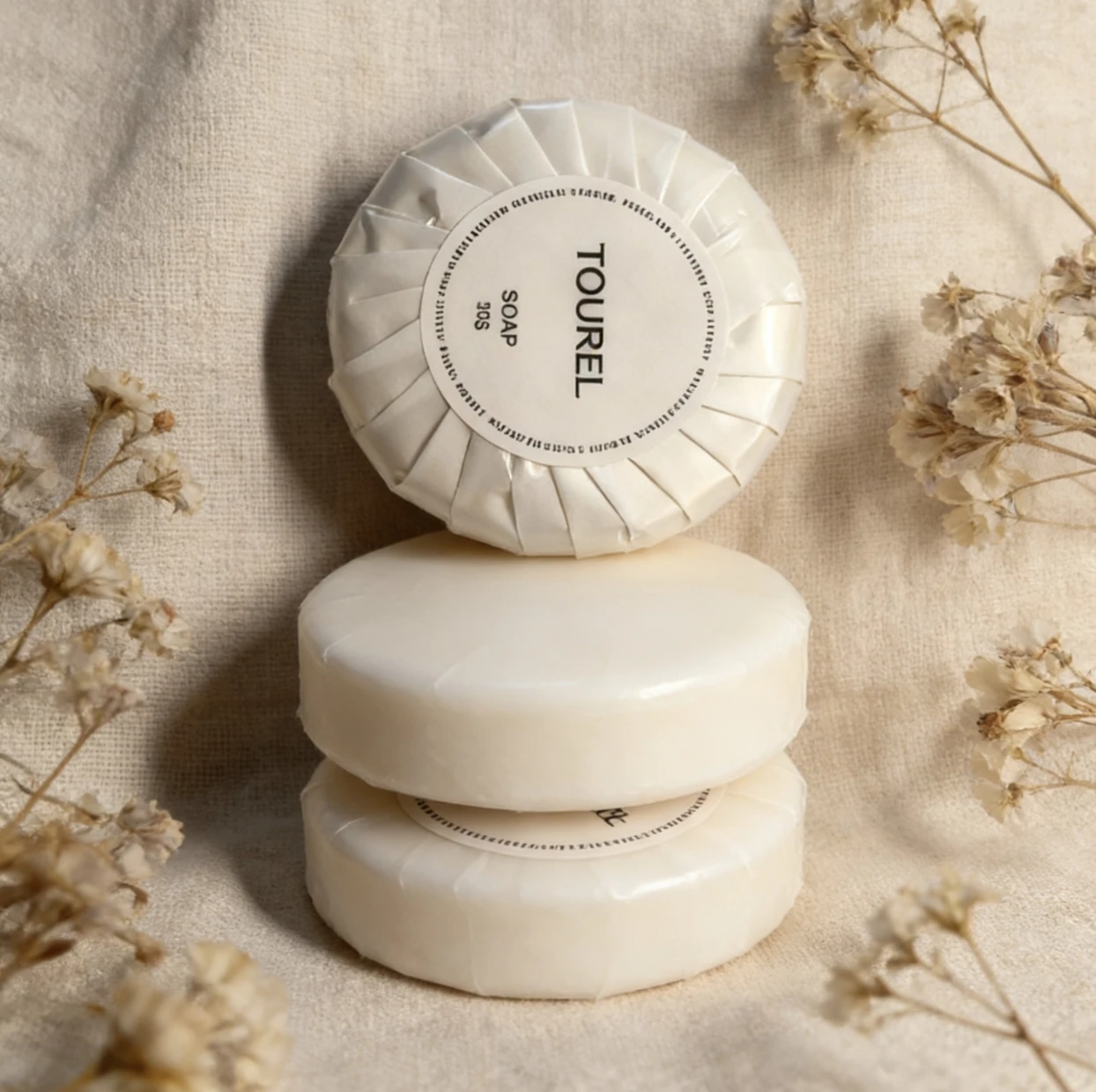 Free Sample Cheapest Wholesale Custom Hotel Oatmeal Round Soap Within Different Packaging Soft Bag