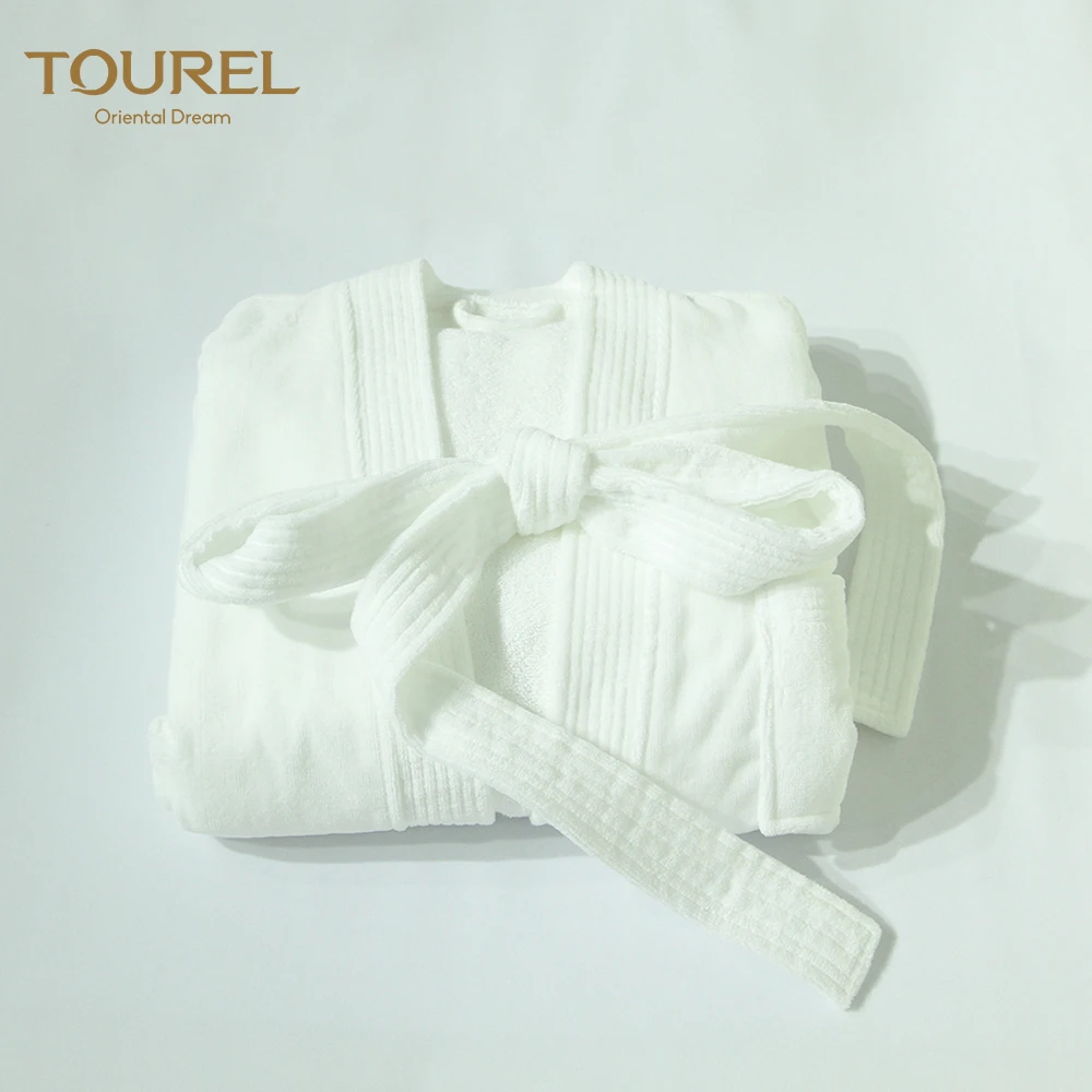 Albornoz de hotel de felpa 100% algodón para hombres y mujeres, color y tamaño personalizados