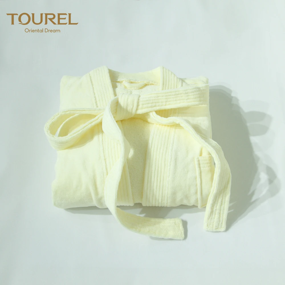 Albornoz de hotel de felpa 100% algodón para hombres y mujeres, color y tamaño personalizados