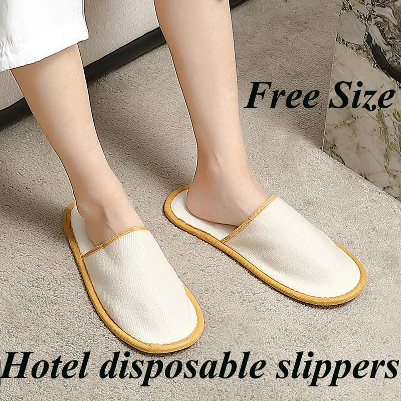 Natural Cork Non-slip Sole Eco-friendly Linen Disposable Guest Hotel Room Slippers For Boutique Hotels Spas