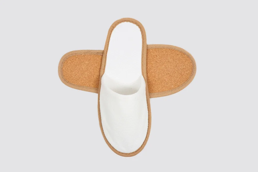 Natural Cork Non-slip Sole Eco-friendly Linen Disposable Guest Hotel Room Slippers For Boutique Hotels Spas