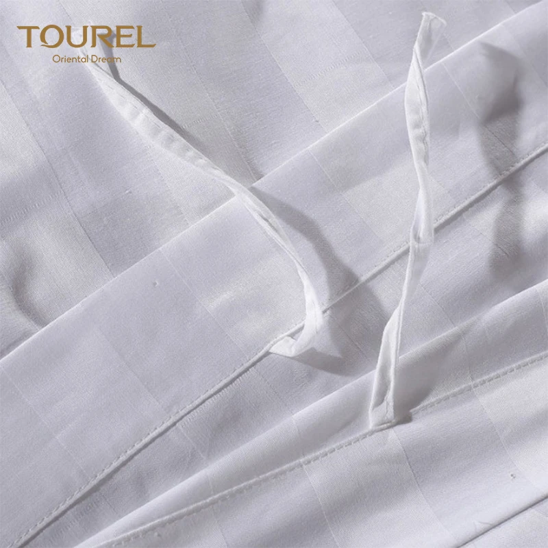 Wholesale Luxury 100% Cotton Hotel Bed Linen Set Customized Logo Egyptian Cotton 3 Pcs White Bed Sheets 180tc-500tc