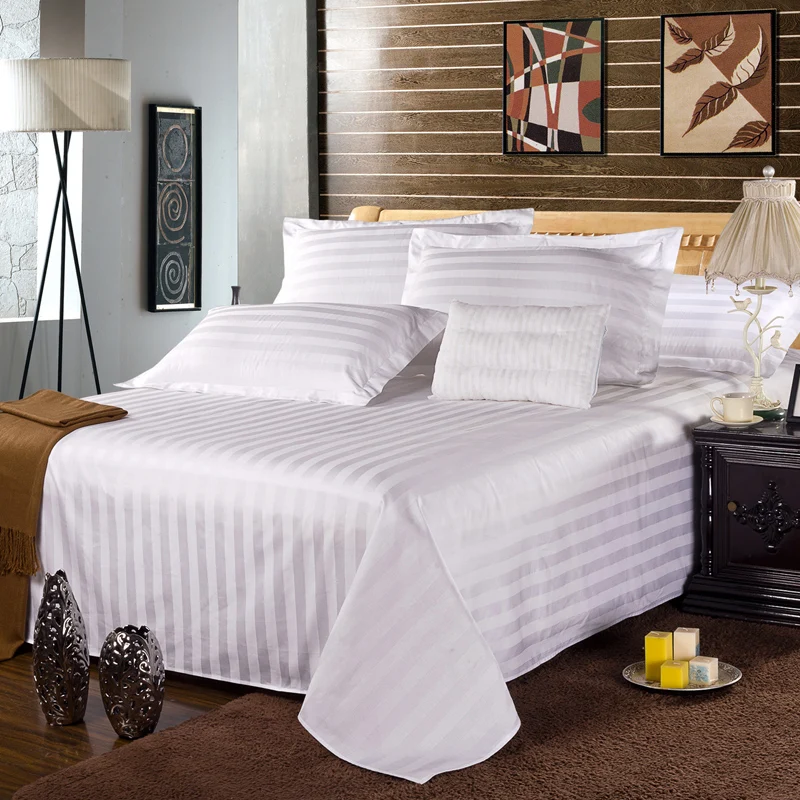 Wholesale Luxury 100% Cotton Hotel Bed Linen Set Customized Logo Egyptian Cotton 3 Pcs White Bed Sheets 180tc-500tc