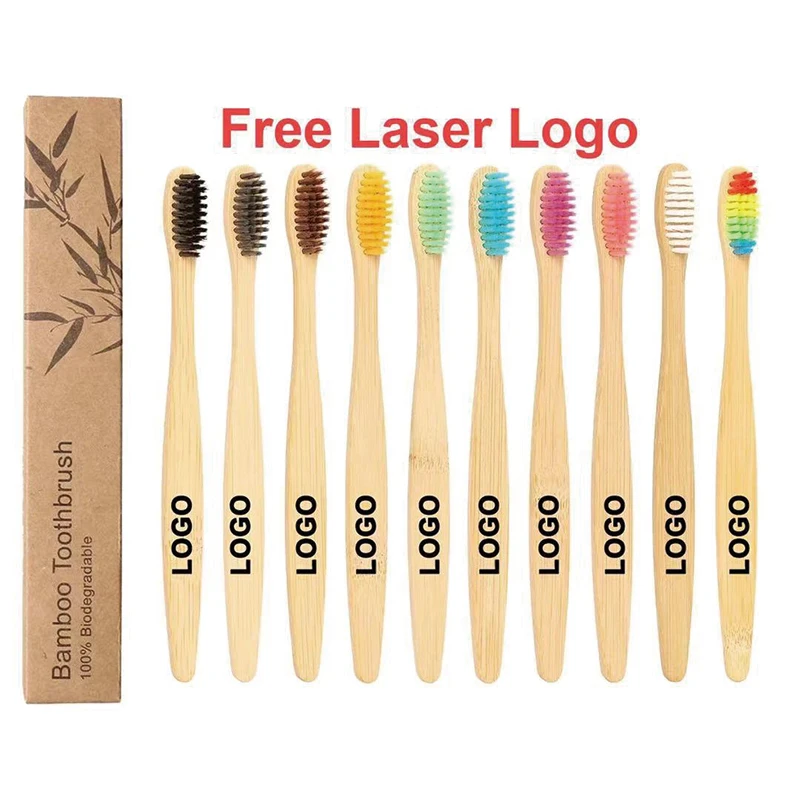 แปรงสีฟันไผ่ ด้ามจับไม้ไผ่ธรรมชาติ ย่อยสลายได้ 100% สำหรับโรงแรม ขายส่ง