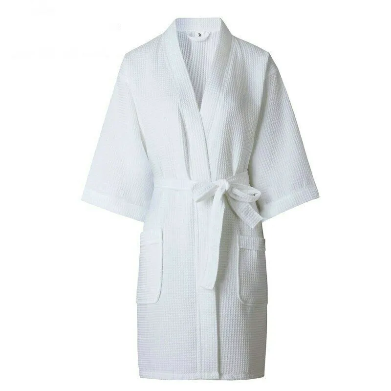High Quality 100% Cotton Hotel Bathrobe Waffle Texture Embroidered Plus Size Thermal Robes Breathable Design-wholesale