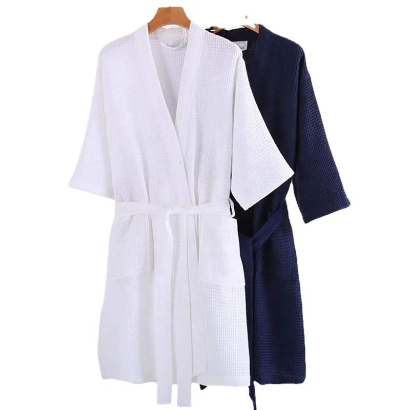 Wholesale 5 Star Luxury Kimono Hotel Spa Bath Robes Organic Cotton Waffle Robes For Summer