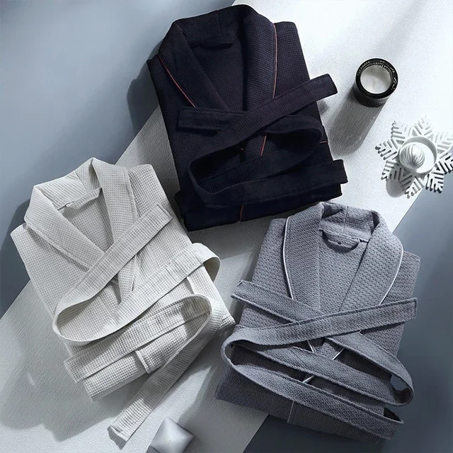 Wholesale 5 Star Luxury Kimono Hotel Spa Bath Robes Organic Cotton Waffle Robes For Summer