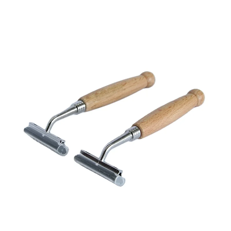 Cuchilla de Acero Inoxidable Doble Certificada Iso Ce Marca Privada Maquinilla de Afeitar Desechable de Seguridad con Mango de Bamb&uacute; para Hombres
