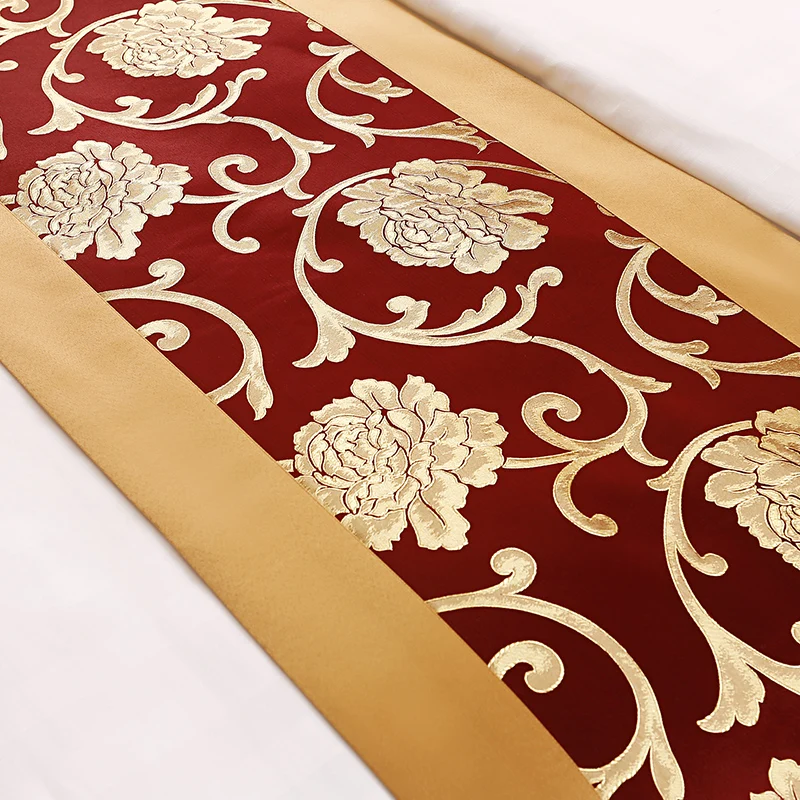 Custom Pattern Printing Hotel Queen And King Size Bed Scarf Runner