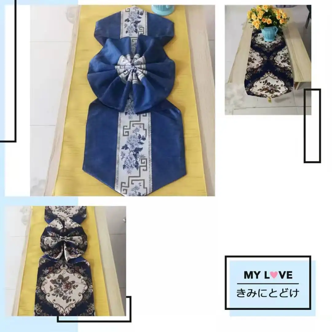 Custom Pattern Printing Hotel Queen And King Size Bed Scarf Runner