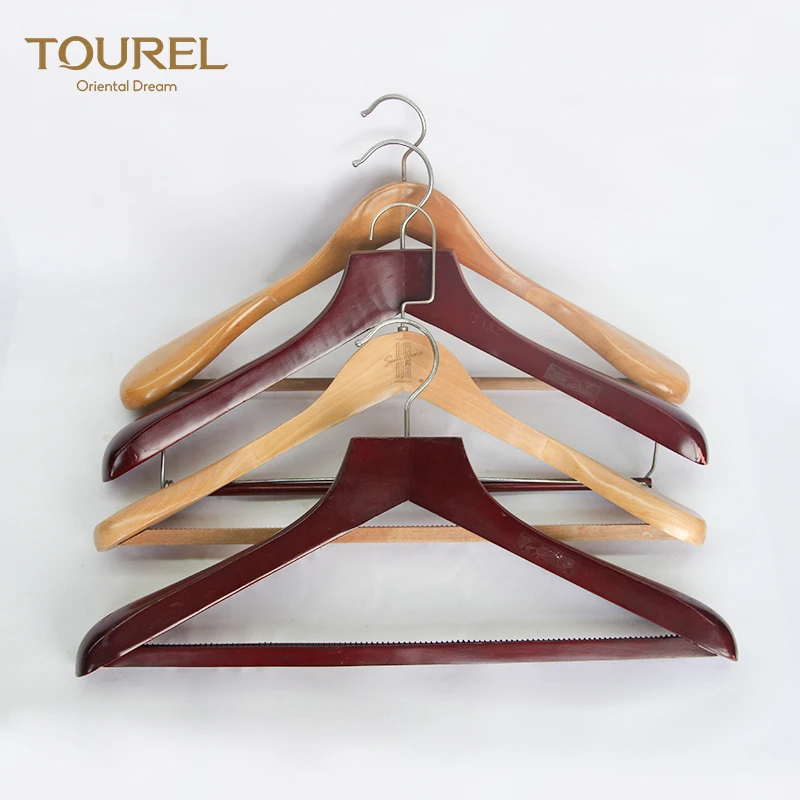 Hot Selling Luxury Custom Bamboo Wooden Garment Door Pants Wooden Suit Coat Clothes Hanger