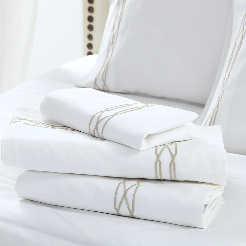Russian Twenty One White Color Stars Hilton Fabric For Fitted Morgan And Finch 100% Cotton 200t Hotel Embroidery Cheap Bed Linen