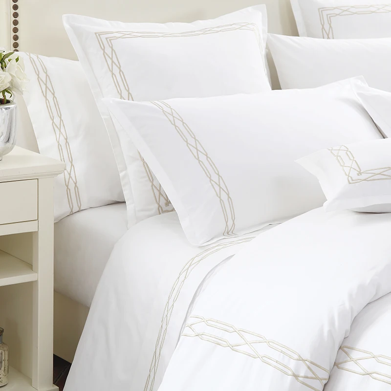 Home Linen New Design With Embroidery Custom Low Price Soft 500tc Wholesale Stylish Hotel Duvet Double Egyptian Cotton Bed Set