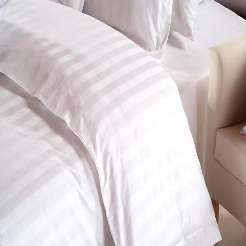 300tc 100% Cotton Plain White Luxury Wearable Eco-friendly 4-piece Washable Quilt Cover Bed Linen Hotel Bedding Set