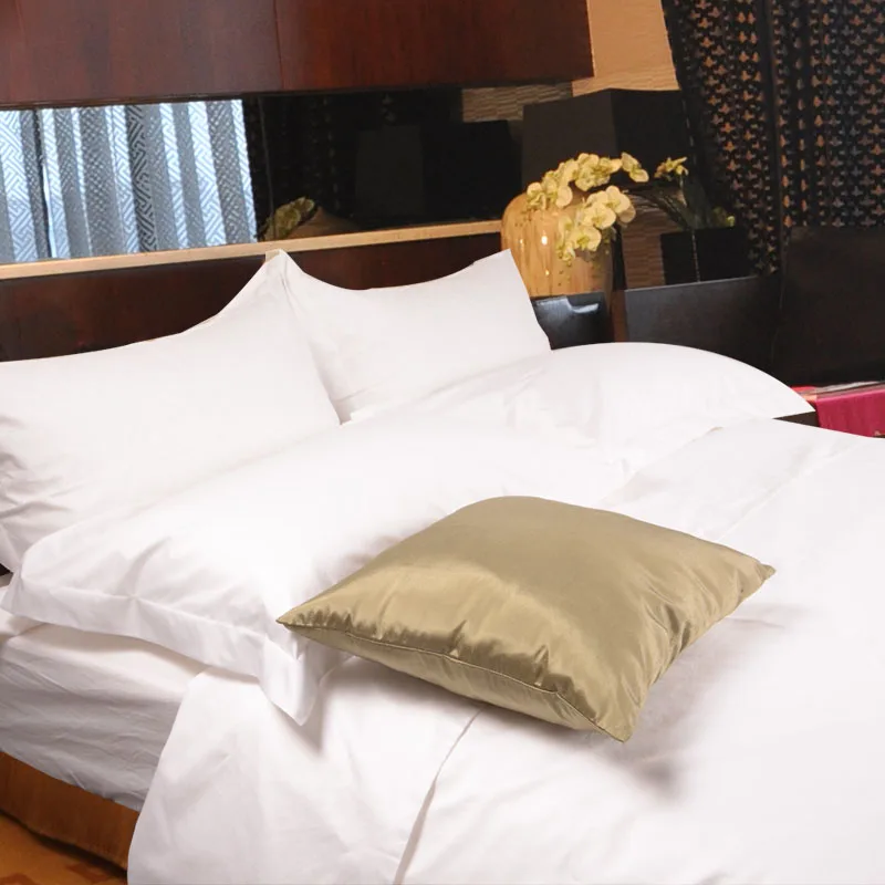 Quality Custom Print 300tc Folded Double Size Satin Stripe 5 Star 100% Cotton 4pcs Hotel Bedding Linen Luxury Cover Bed Set