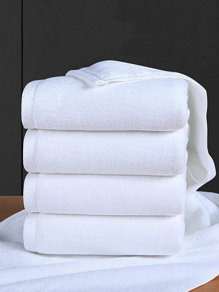 Professional Disposable Quick-dry Embossed Logo White Jacquard Cotton 16s Plain Hotel Towel From China For Hyatt Hilton