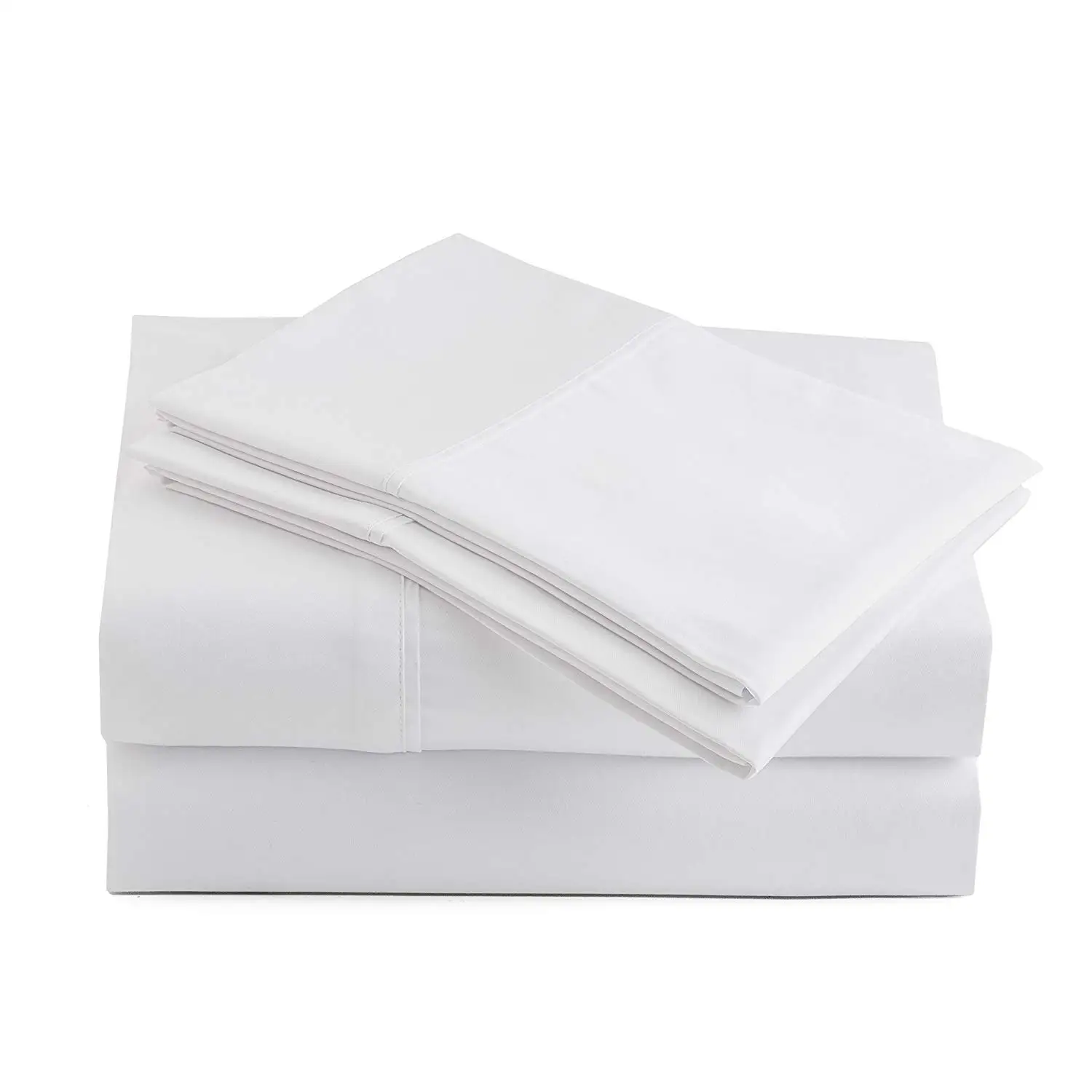 High Quality Top Grade Luxury Bedding Queen Set Solid Pattern White 100% Cotton Hotel Linen Bed Sheet 300tc Customized Wedding