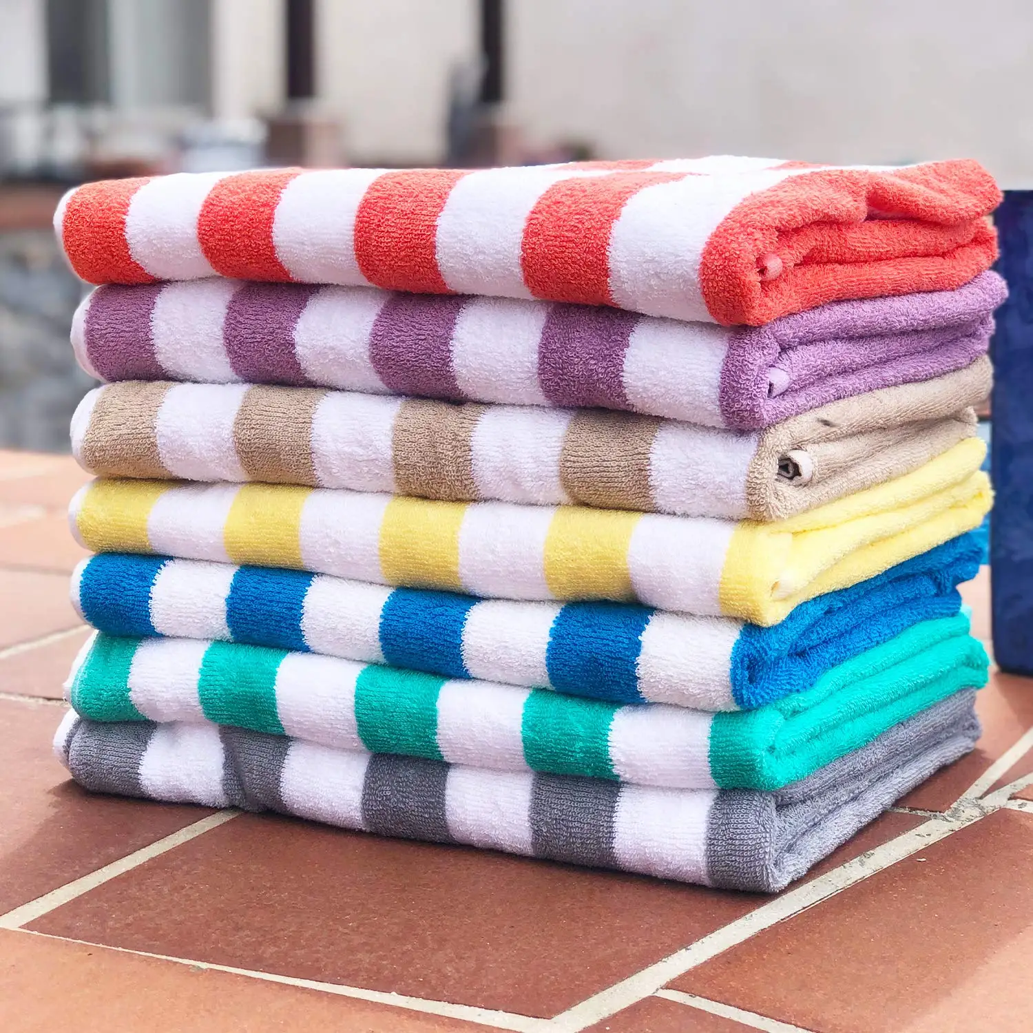 Toalla de playa de lujo, plegable, hermosa, con patr&oacute;n de rayas, tela de microfibra, secado r&aacute;pido, delgada, colorida, dise&ntilde;o personalizado, fabricante, para playa y ba&ntilde;o