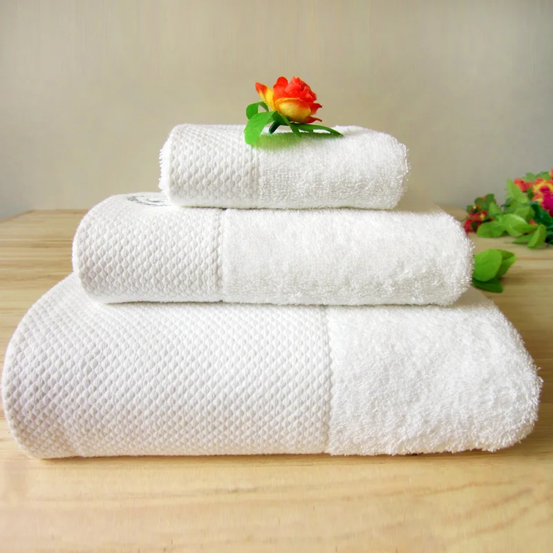 Eco-friendly Jacquard Logo White Cotton Bath Robe Towel Disposable Compressed 5 Star Hotel Quality China Wholesale Cheap Hand